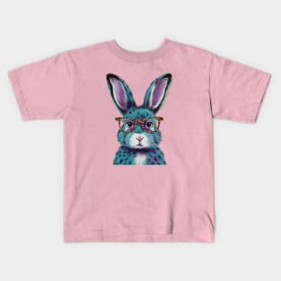 Super Cute Bunny Wearing Leopard Glasses, Easter Bunny Graphic Kids T-Shirt